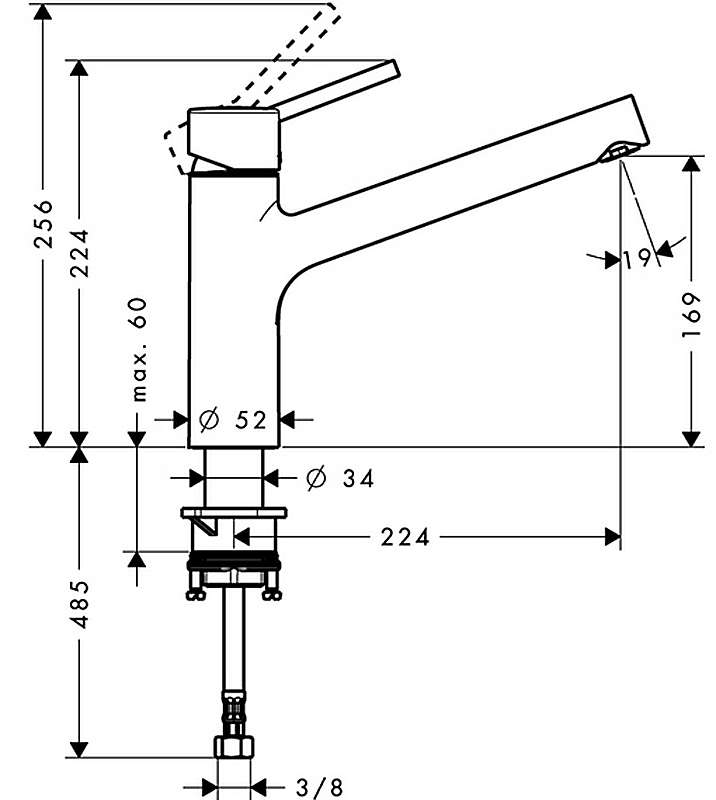 Hansgrohe Talis S 32851000 Габаритні розміри