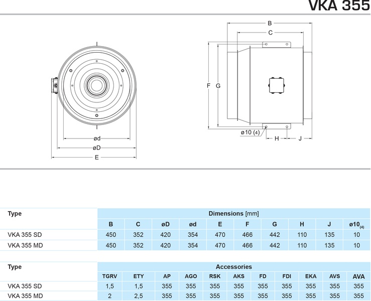 Канальний вентилятор Salda VKA 355 MD ціна 0.00 грн - фотографія 2