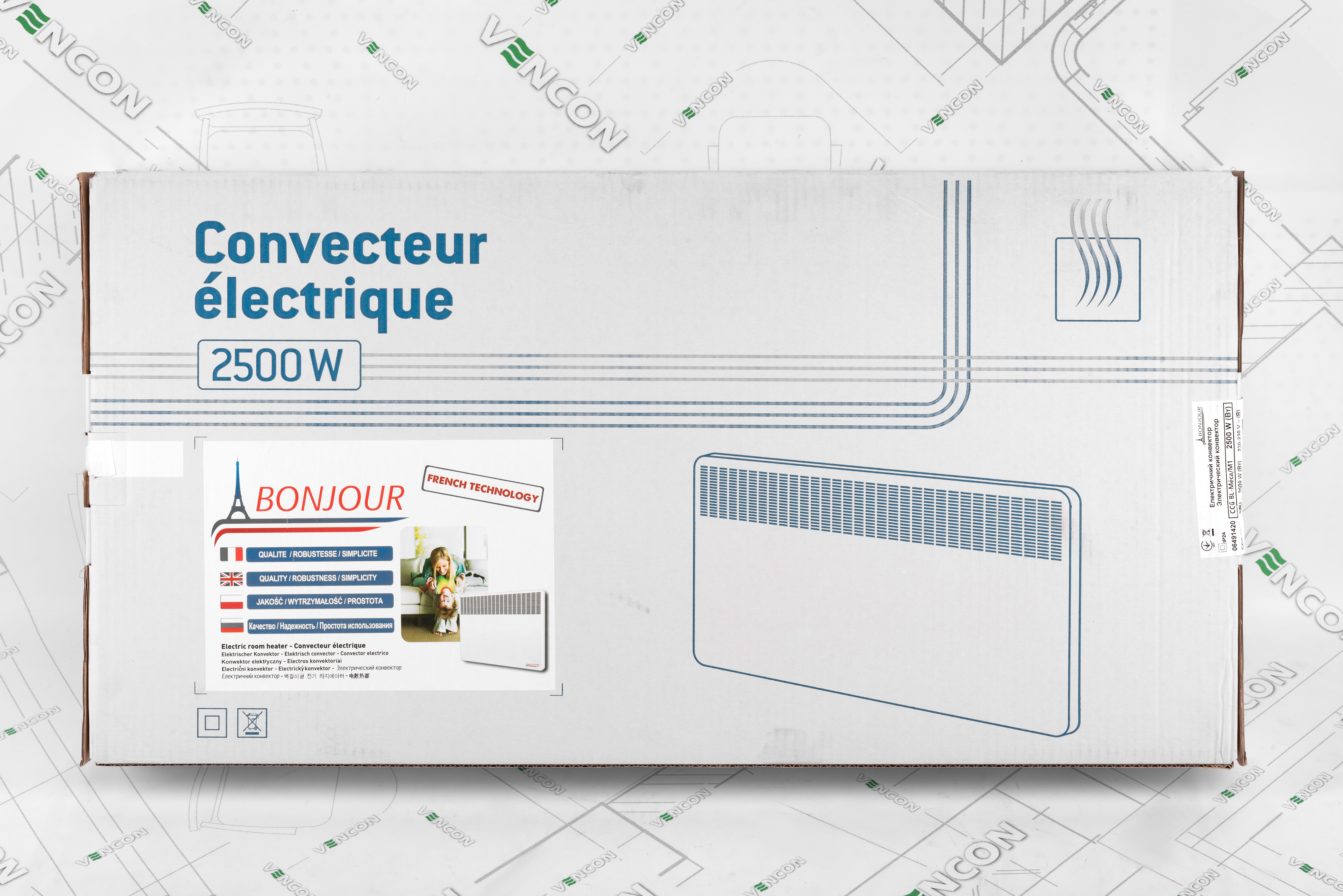 Електричний конвектор Bonjour CEG BL-Meca/M 2500 зовнішній вигляд - фото 9