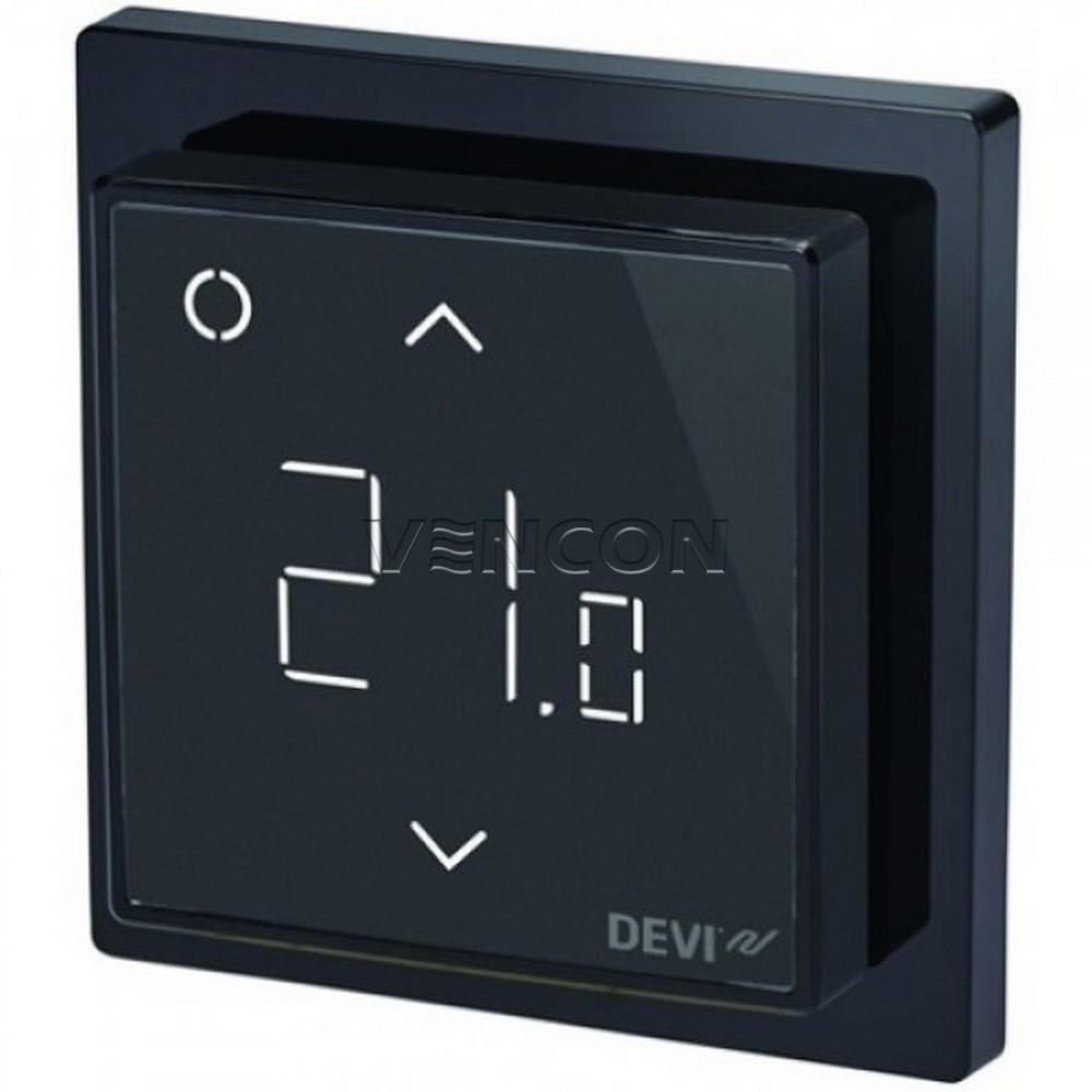 Терморегулятор чорного кольору для теплої підлоги DEVI Devireg Smart Black (140F1143)