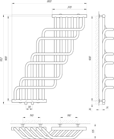 Laris Ніагара П 28/20 370x900 (71207143) Габаритні розміри