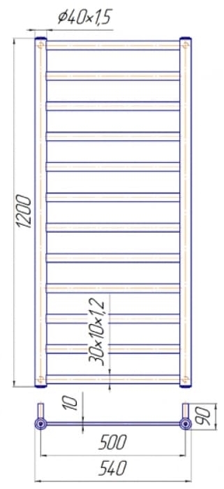 Mario Модена 1200х540/500 (1.2.6001.03 P) Габаритні розміри