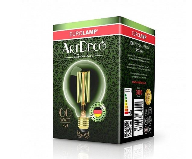 Лампа Eurolamp Лон Глоб ArtDeco G95 60W E27 2700K ціна 0.00 грн - фотографія 2