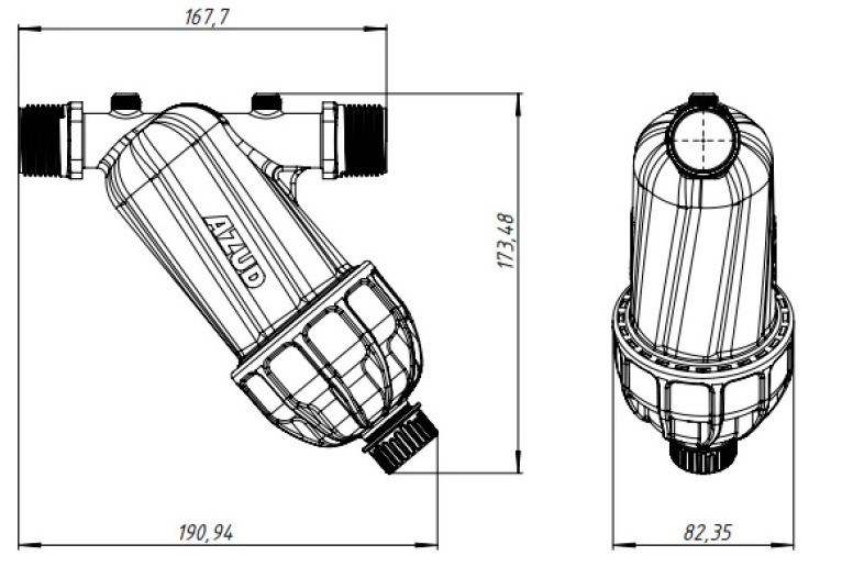 Azud DF 1 Габаритні розміри