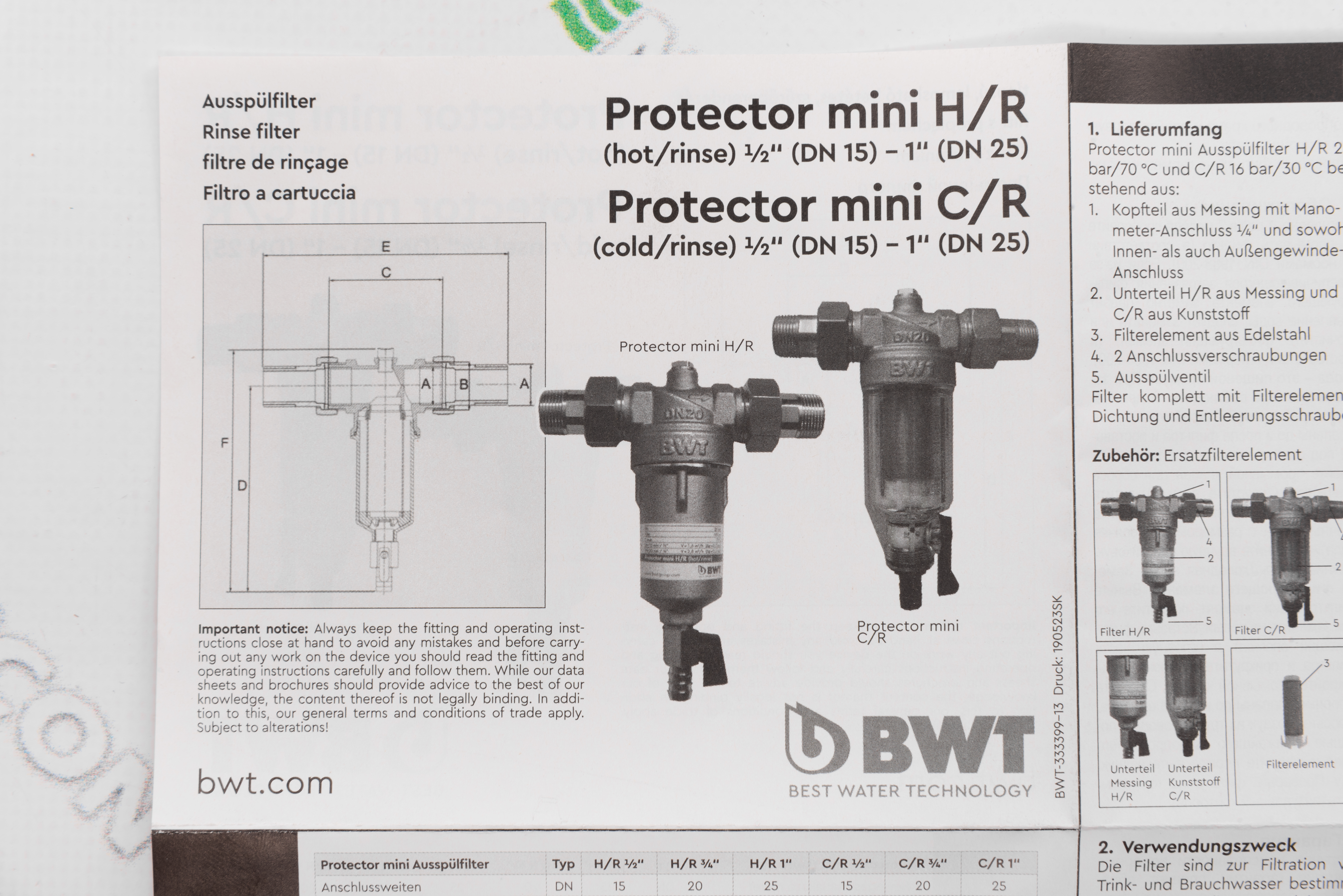 Фільтр BWT Protector Mini 3/4" CR інструкція - зображення 6