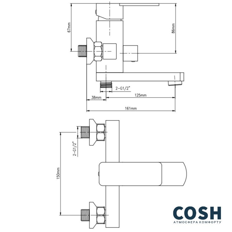 Змішувач для ванни Cosh (CRM)/S-10-005BN ціна 0 грн - фотографія 2