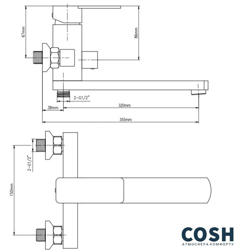 Змішувач для ванни Cosh (CRM)/S-10-005AN ціна 0 грн - фотографія 2