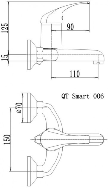 Змішувач для ванни Q-Tap Smart CRM 006 QTSMACRM006 ціна 0 грн - фотографія 2