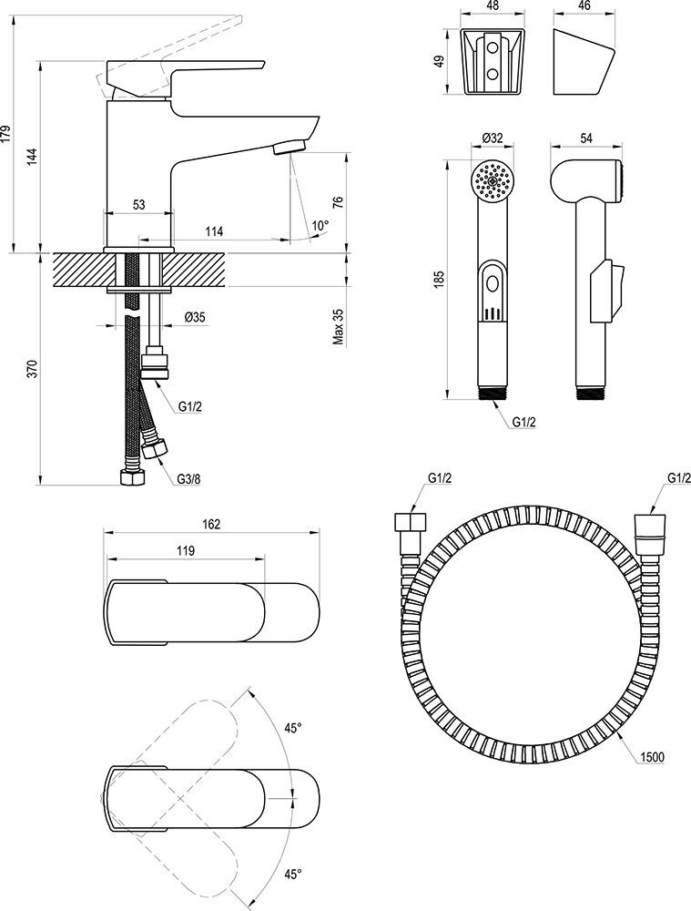 Ravak BM 011.00 X070076 Габаритні розміри