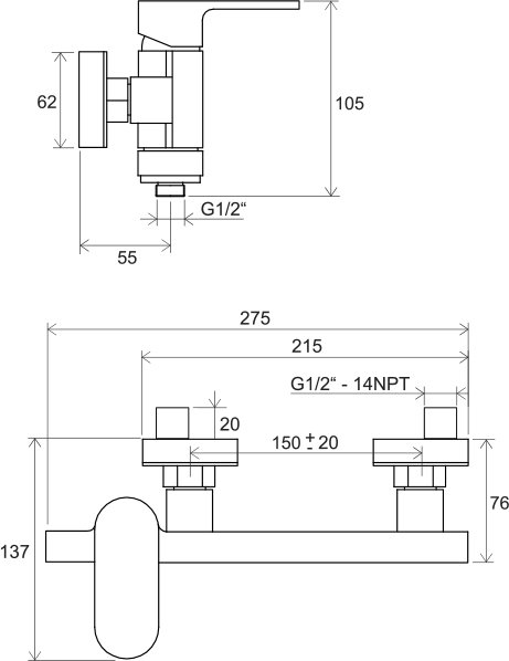 Ravak Chrome CR 032.00/150 X070043 Габаритні розміри