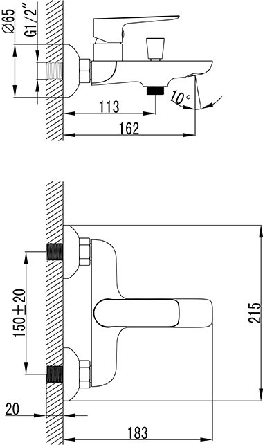 Ravak Classic CL 022.00 X070083 Габаритные размеры