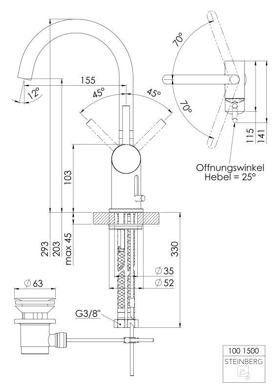 Смеситель для умывальника Steinberg Serie 100 1001500 отзывы - изображения 5