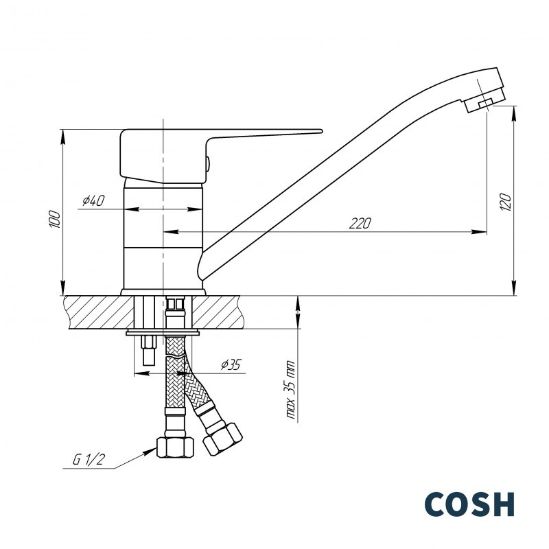 Змішувач Cosh (CRM)/S-01-002M ціна 384 грн - фотографія 2