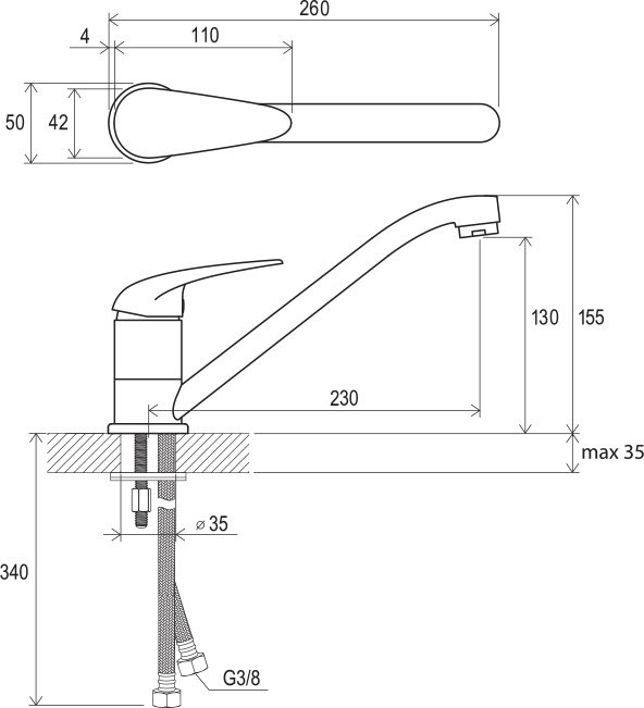 Ravak Suzan SN 016.00 X070038 Габаритні розміри