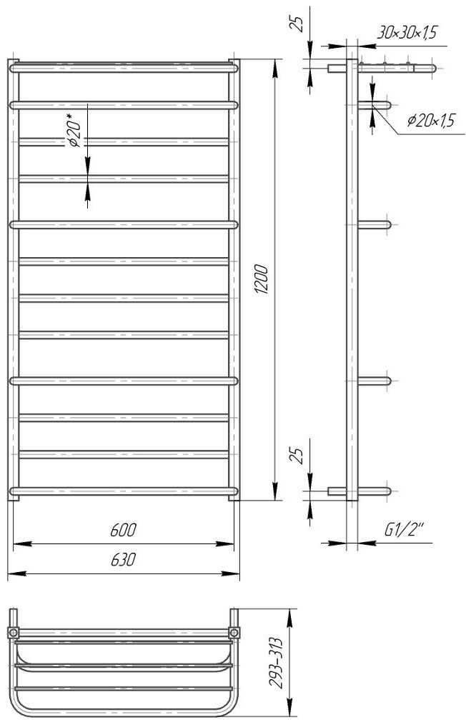Mario Люксор 1200х630/600 (1.2.4402.03.P) Габаритные размеры