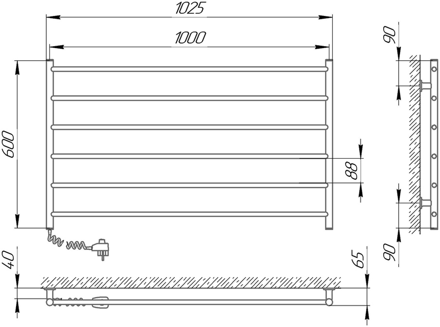 Laris Горизонт ЧК6 Э 1000x600 (75201030) Габаритные размеры