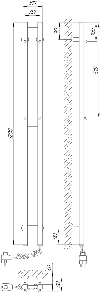 Laris Зебра Дуэт Э 80х1200 (75201067) Габаритные размеры