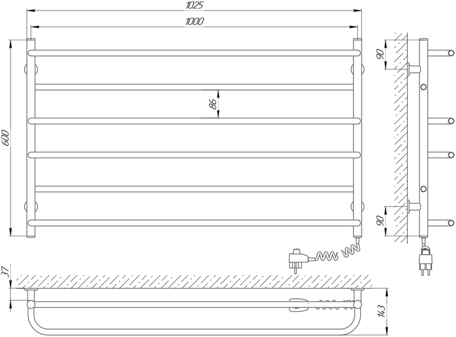 Laris Практик ЧФ6 Е 1000x600 (75201026) Габаритні розміри