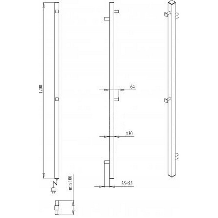 Рушникосушка Paladii Моно Електро 1200x30 з ел.терморегулятором 16TG (СКе001) ціна 0 грн - фотографія 2