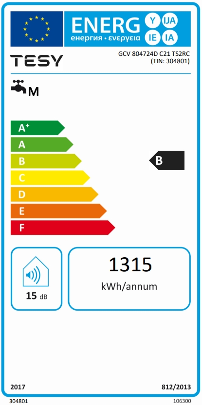 Tesy ModEco Ceramic GCV 804724D C21 TS2RC (7 років безумовної гарантії) Клас енергоефективності