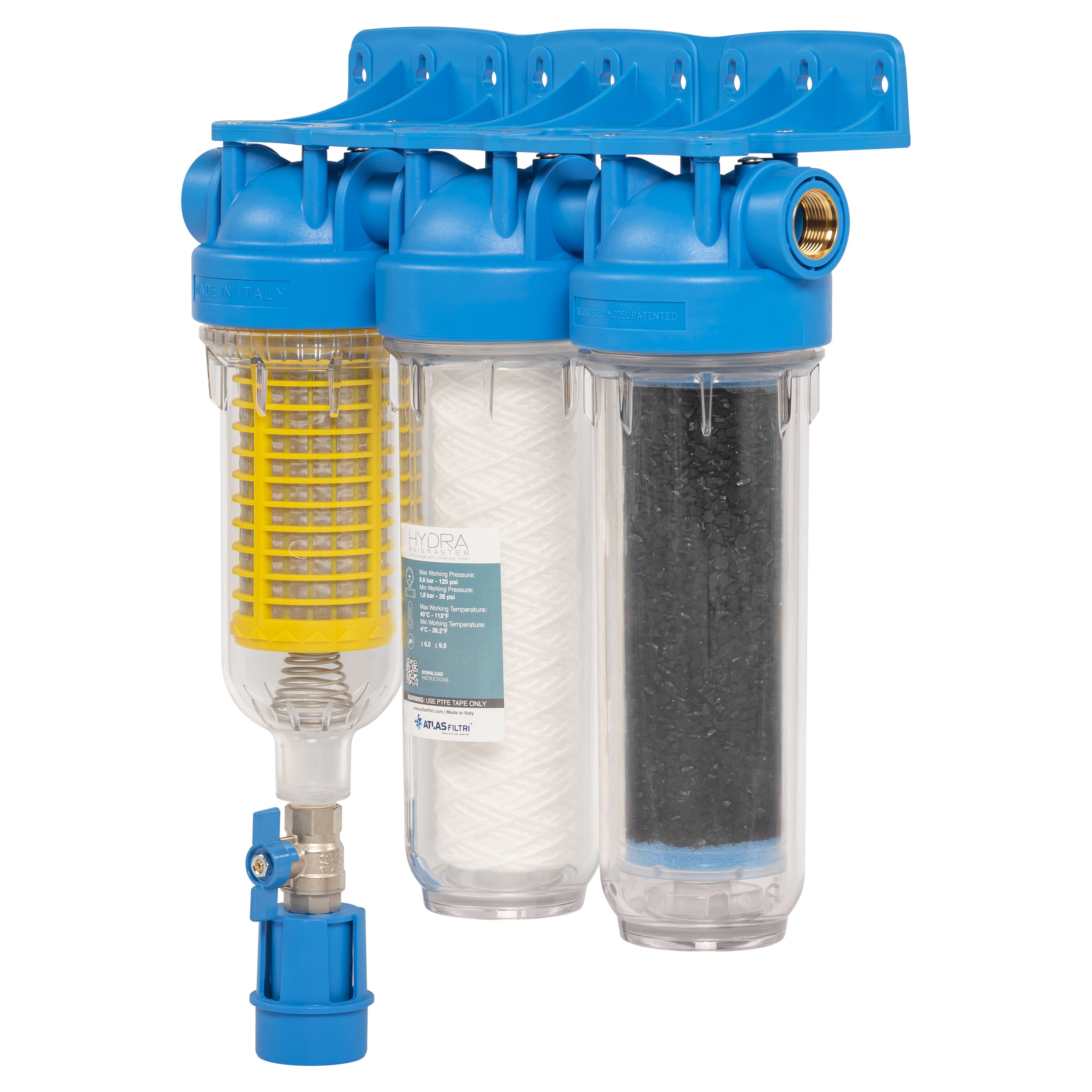 Купити фільтр для води з ручним промиванням Atlas Filtri Hydra Rainmaster Trio LA 3/4 KIT (RA6095224) в Києві