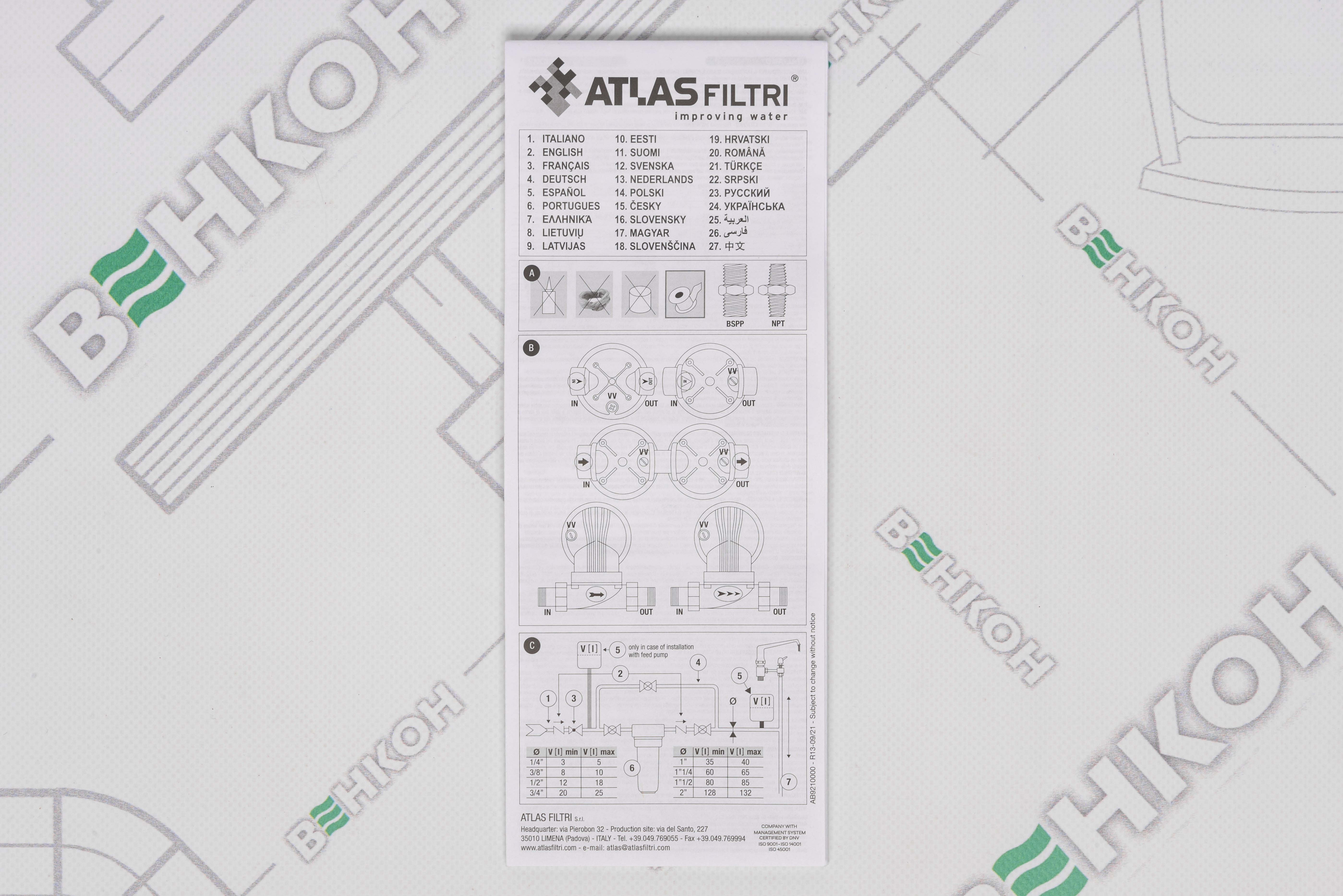 Фильтр Atlas Filtri Triplex Plus 3P 10 AFO SX TS 3/4 (RA112T431) обзор - фото 8