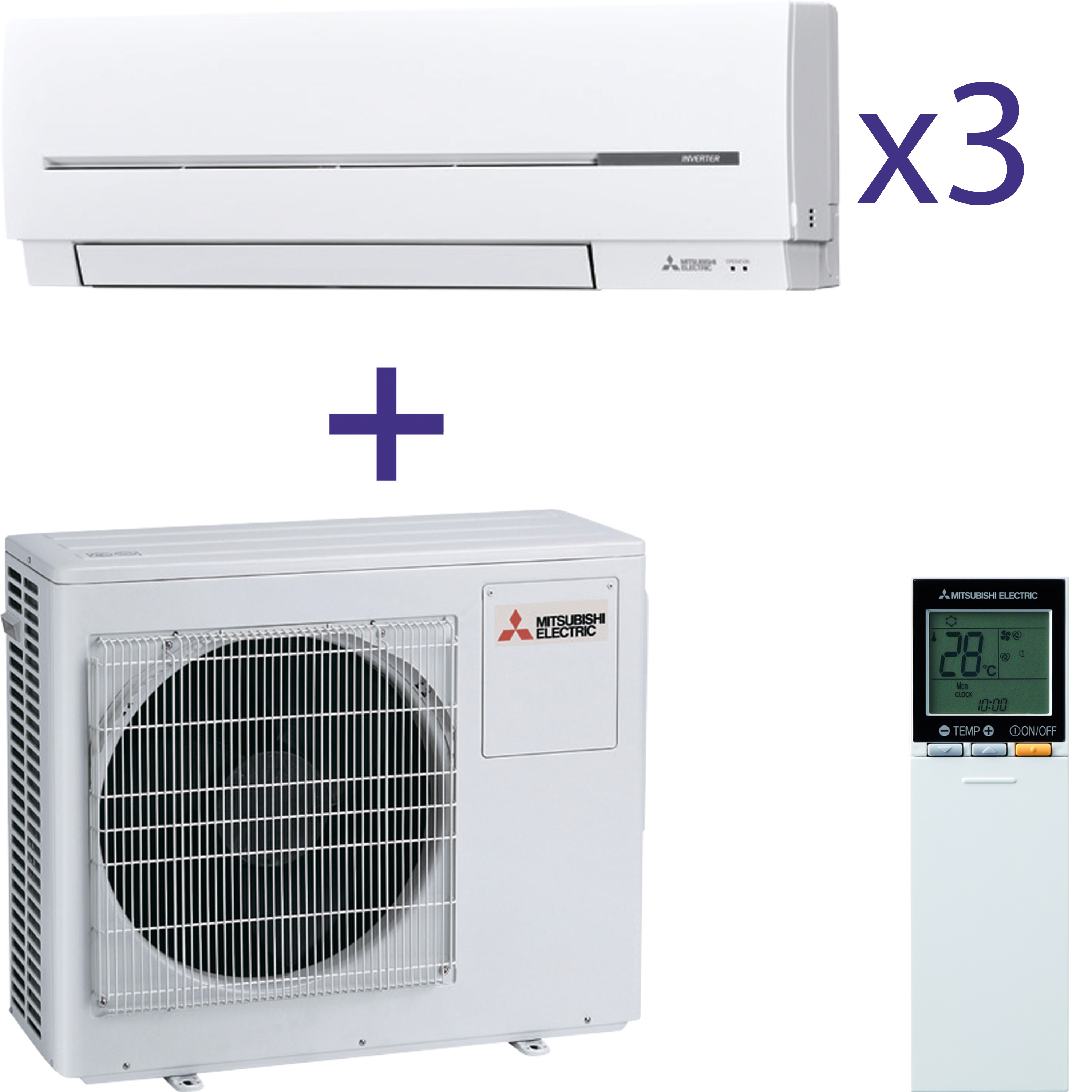 Комплект мультиспліт системи Mitsubishi Electric MXZ-3E68VA+MSZ-SF15VA+MSZ-SF20VA+MSZ-SF25VE