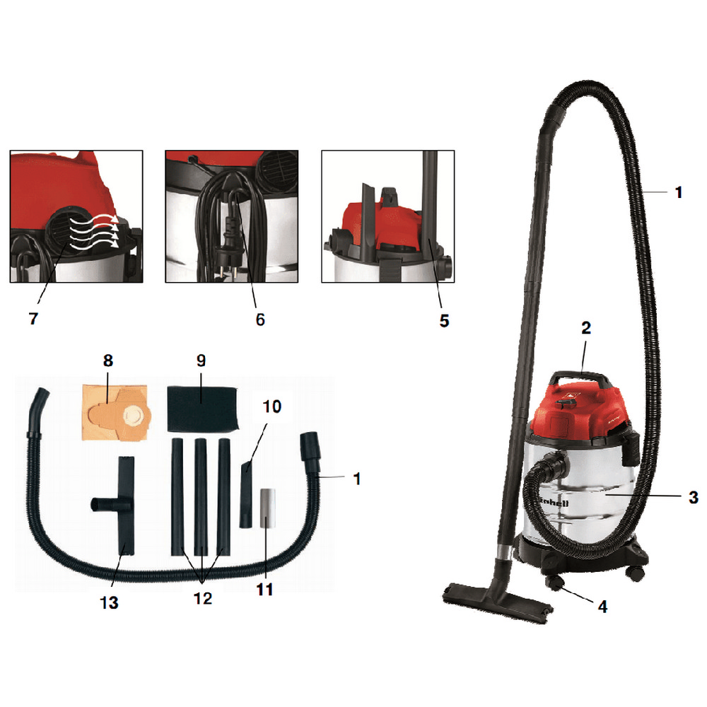 Промышленный пылесос Einhell TH-VC 1820 S цена 1776.00 грн - фотография 2