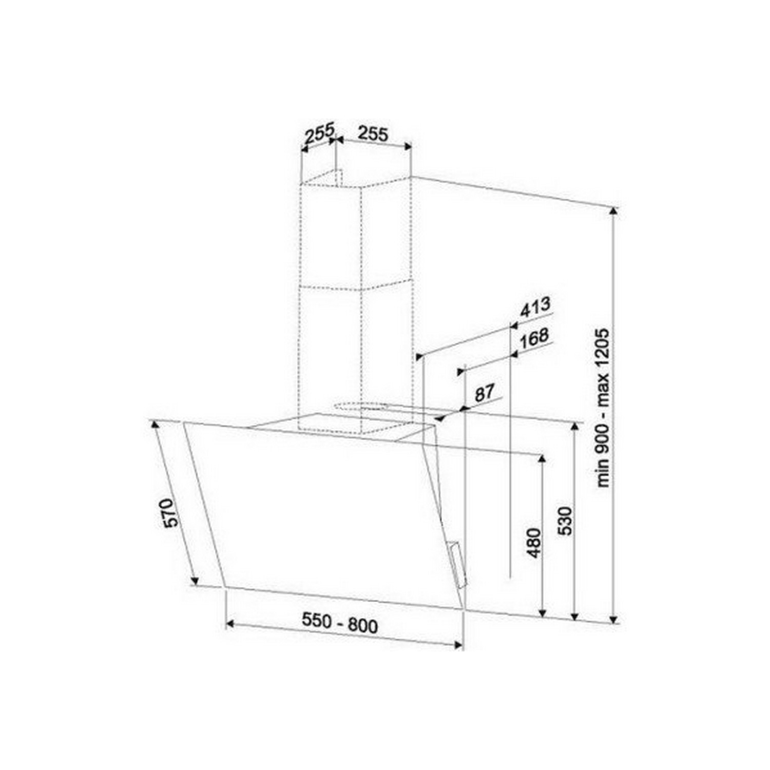 Кухонная вытяжка Best Eye 550 Small Black Glass (07F22150) цена 25840 грн - фотография 2