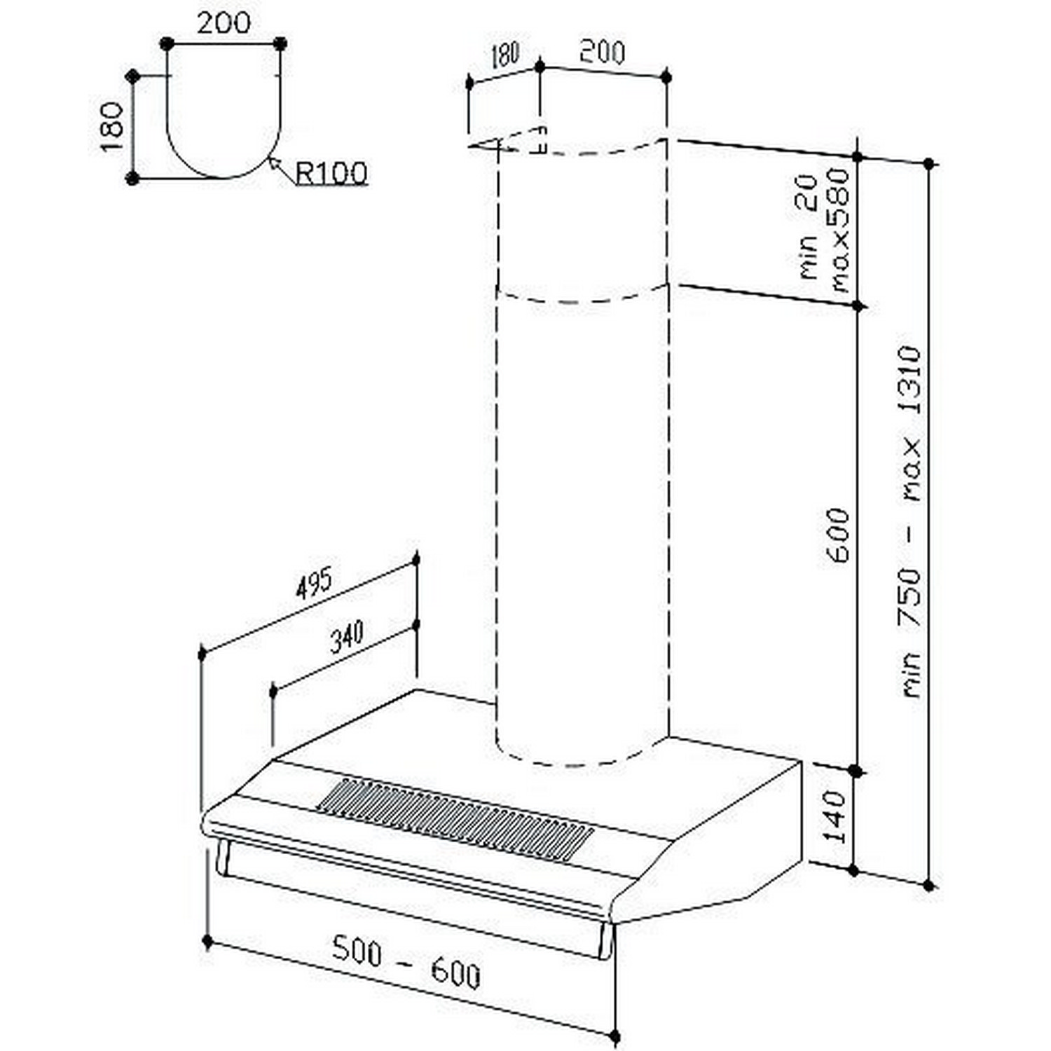 Кухонна витяжка Best SP 2195 SL 1M WH 60 (07D16014) ціна 1290.00 грн - фотографія 2