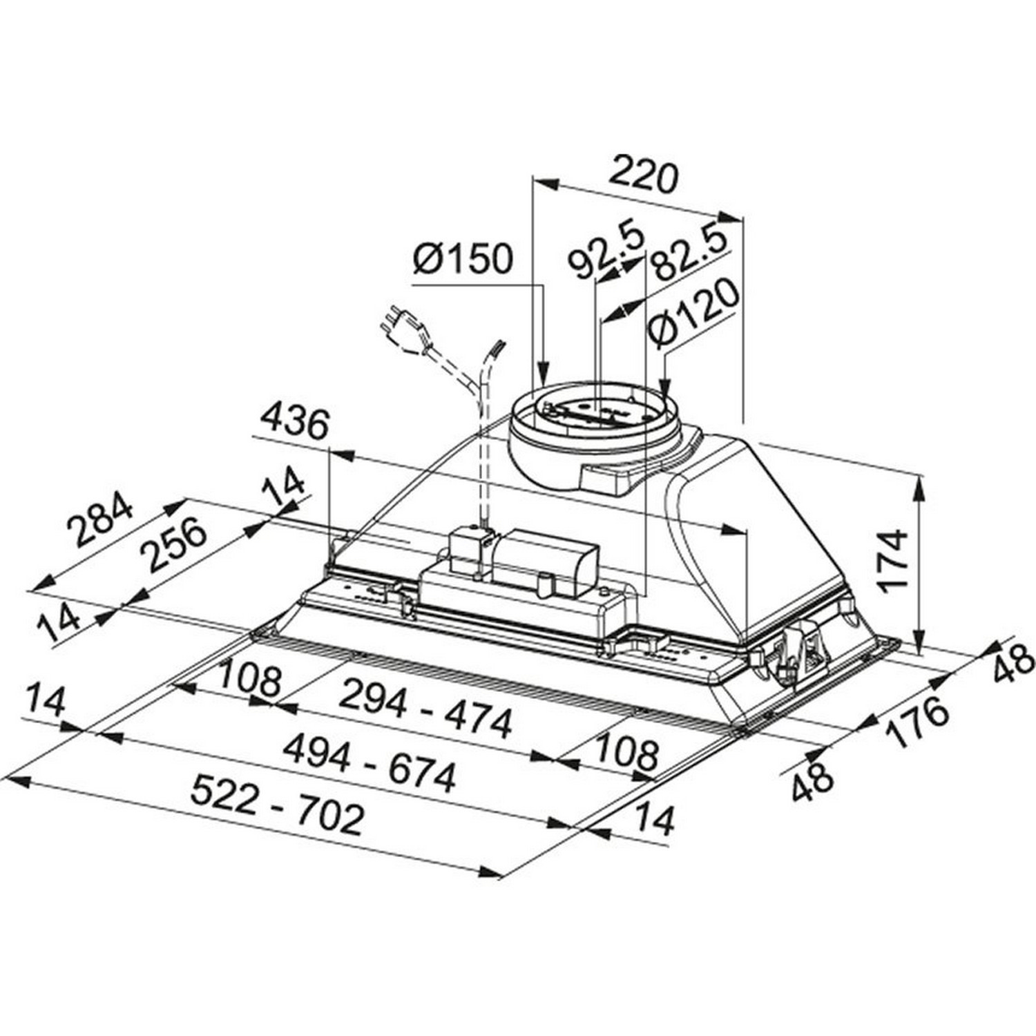 Franke FBI 532L GR 305.0545.448 Габаритные размеры