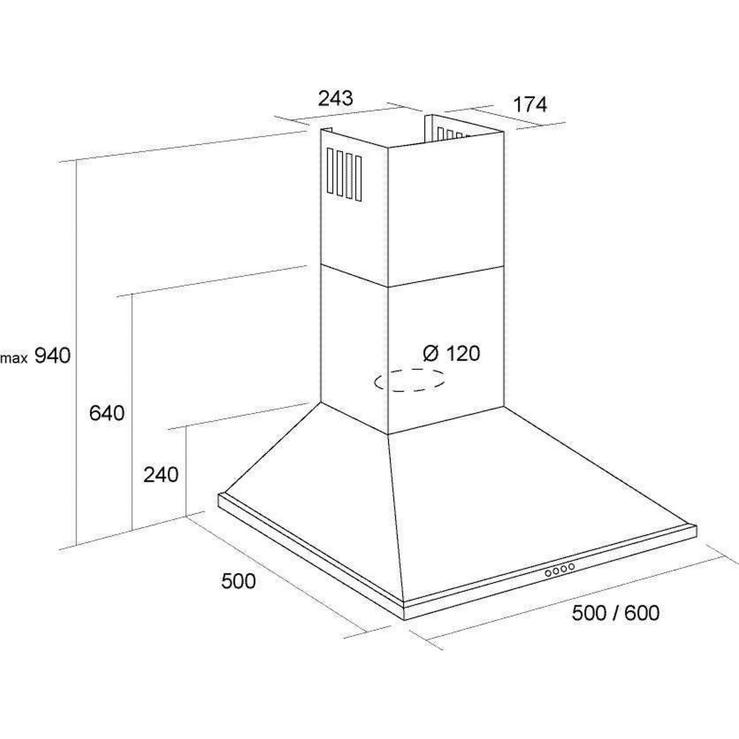 Pyramida KH 60 BL Габаритные размеры