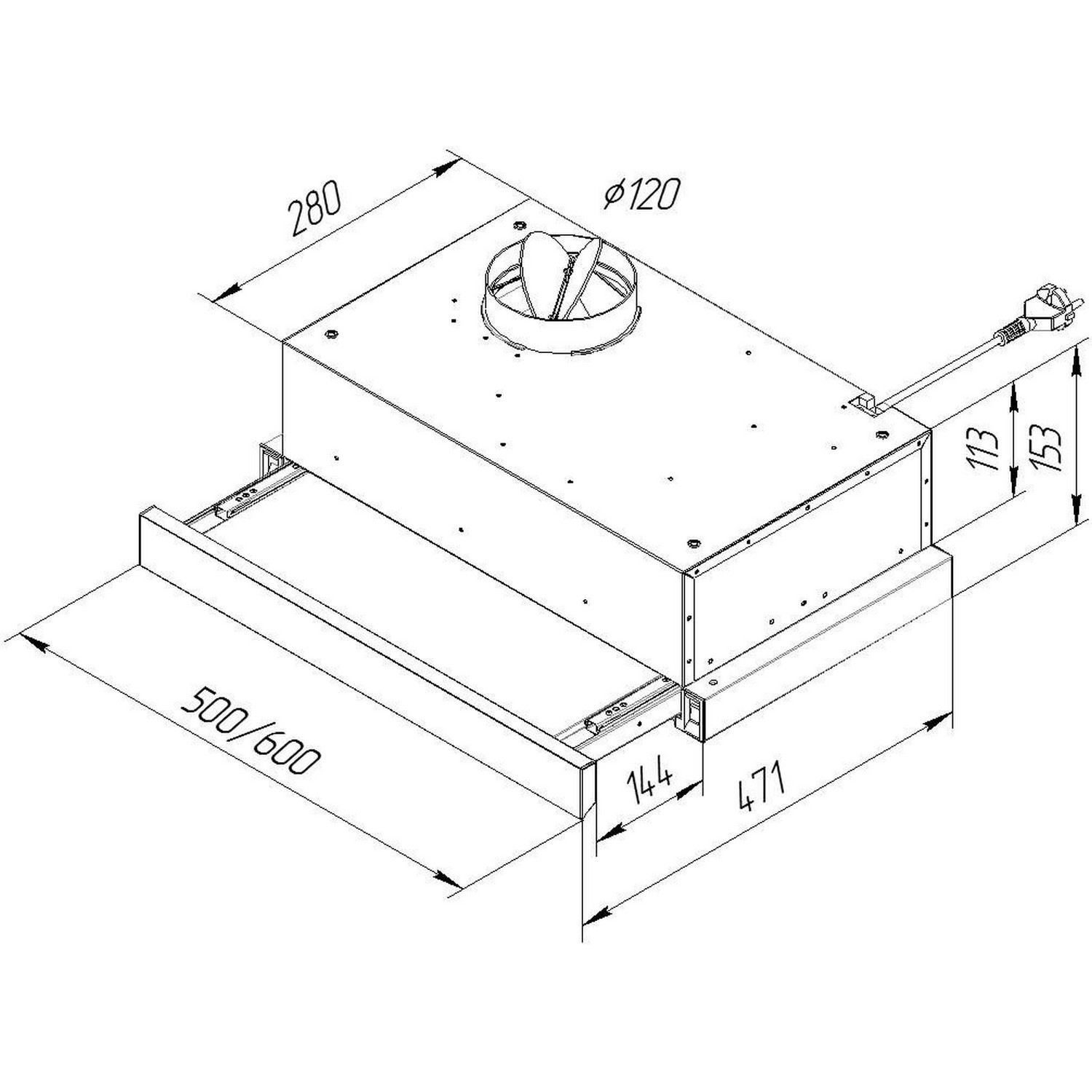 Pyramida TL 50 Slim WH Габаритные размеры