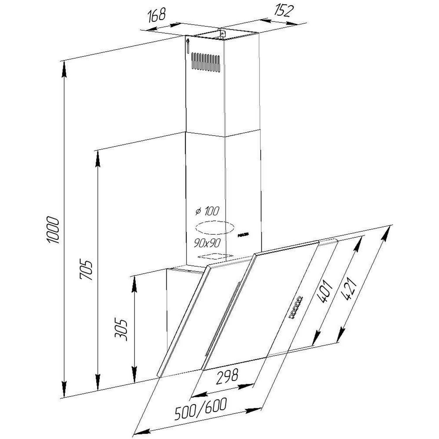 Кухонная вытяжка Pyramida KZ 50 WH внешний вид - фото 9