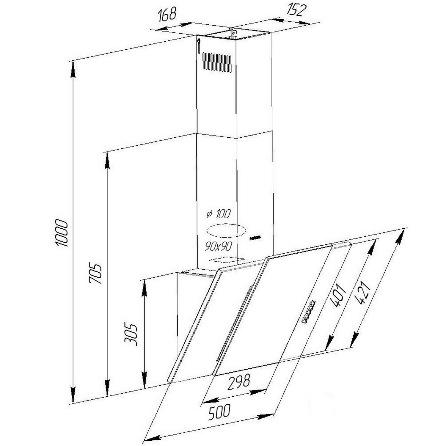 Pyramida KZ 50 BL Габаритные размеры