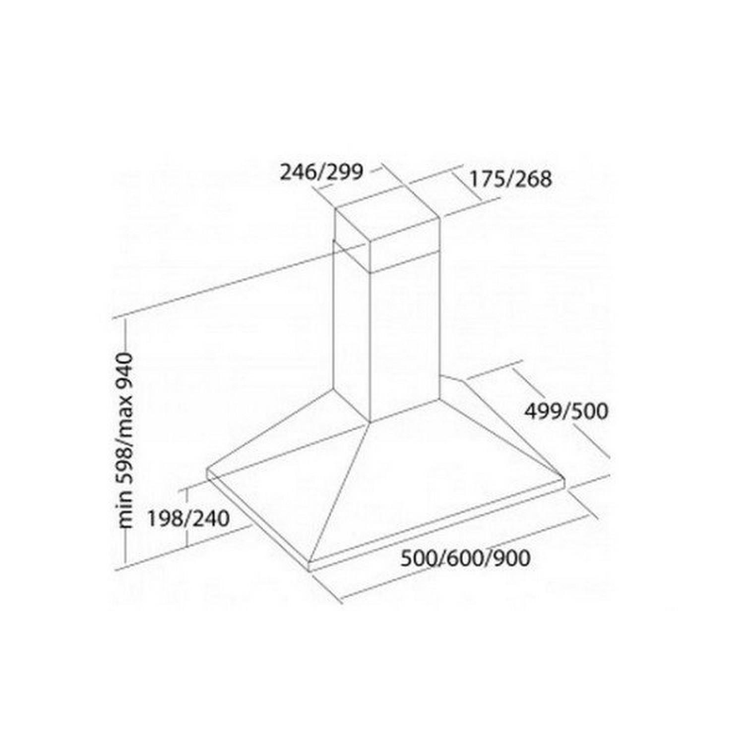 Pyramida KH 50 WH Габаритные размеры