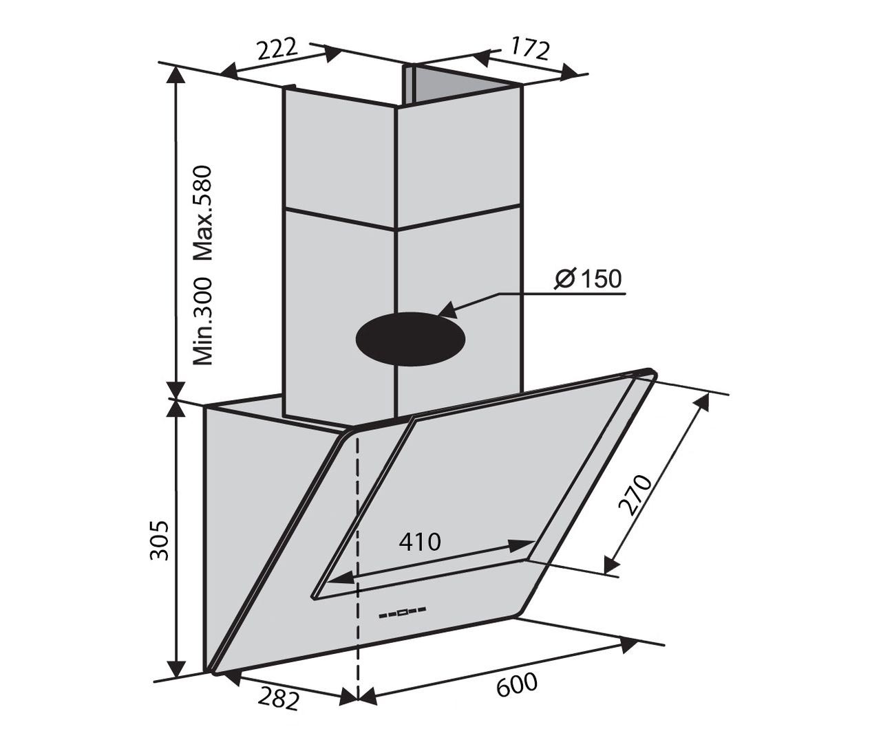 Ventolux DIAMOND 60 WH (700) PB Габаритні розміри