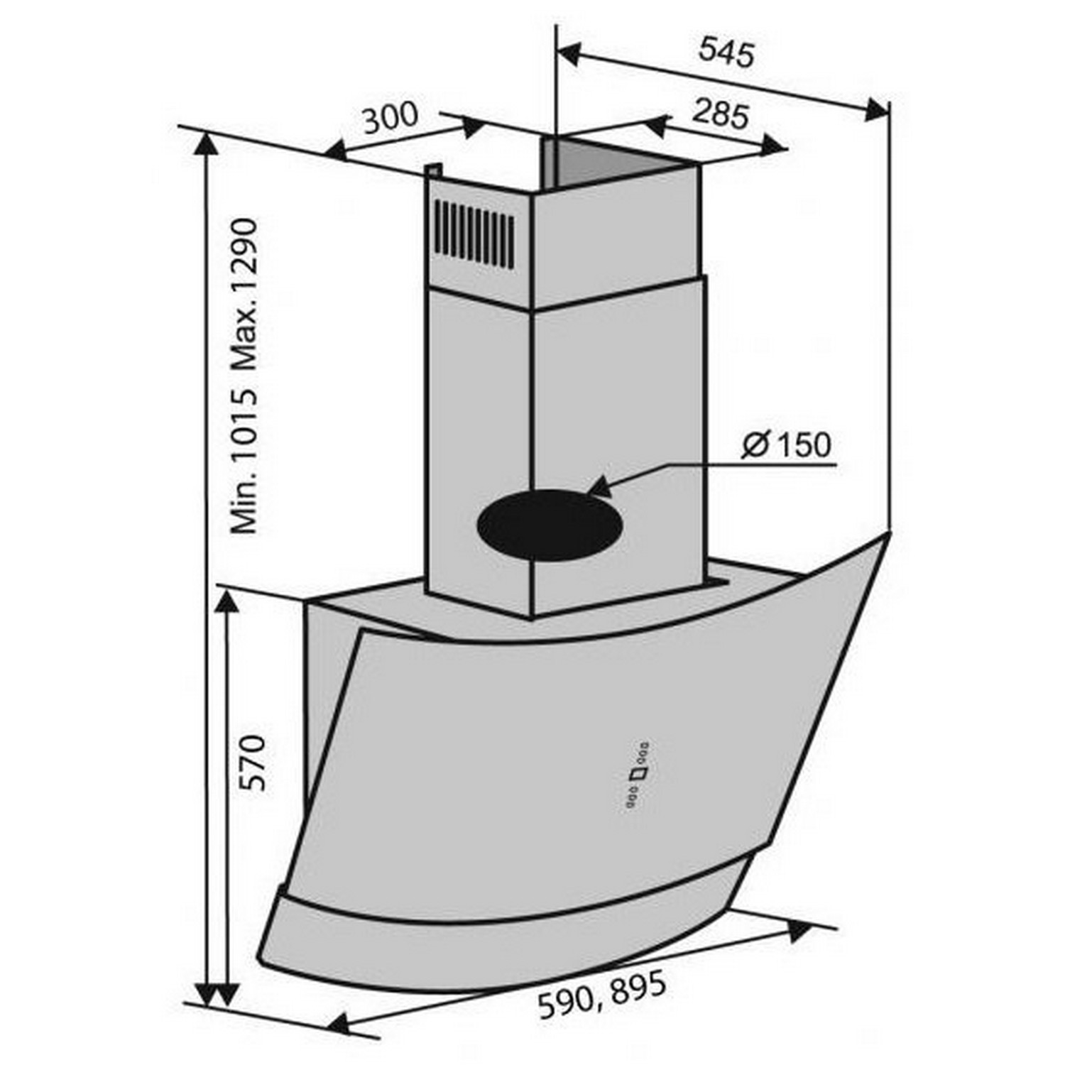 Кухонна витяжка Ventolux Wave 90 WH (1000) TRC IT ціна 0 грн - фотографія 2