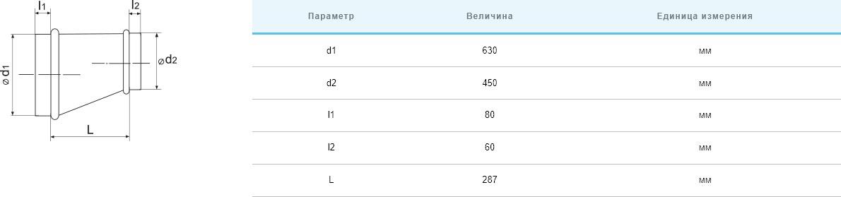 Перехідник Вентс Спіровент перехід односторонній 630/450 ціна 2577.00 грн - фотографія 2