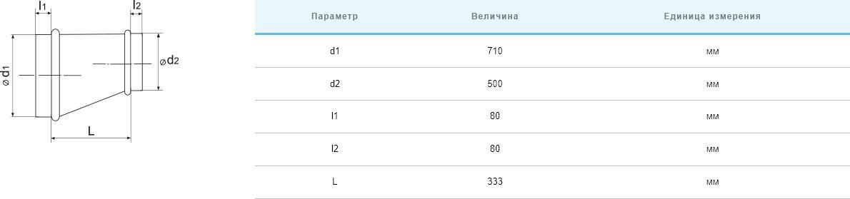 Переходник Вентс Спировент переход односторонний 710/500 цена 2231.00 грн - фотография 2