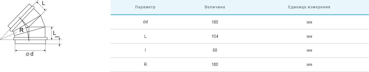 Коліно (відвід) Вентс Спіровент коліно 45-180, (d180, 45°) ціна 0 грн - фотографія 2