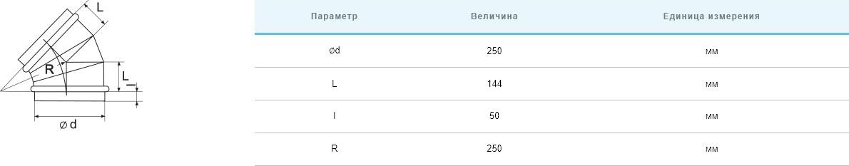 в продажу Коліно (відвід) Вентс Спіровент коліно 45-250, (d250, 45°) - фото 3