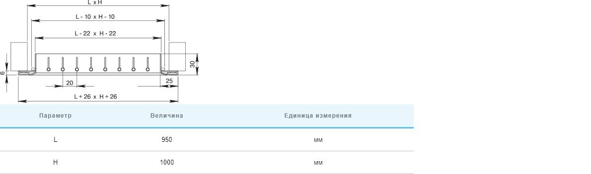 Решітка вентиляційна Вентс ОРК 1 950х1000 ціна 0 грн - фотографія 2