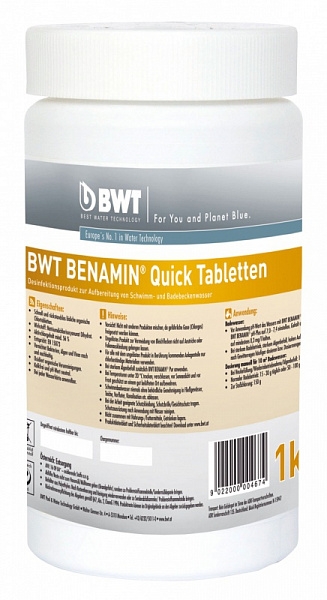 Характеристики засіб догляду за басейном BWT BENAMIN Quick 1 кг (96807)