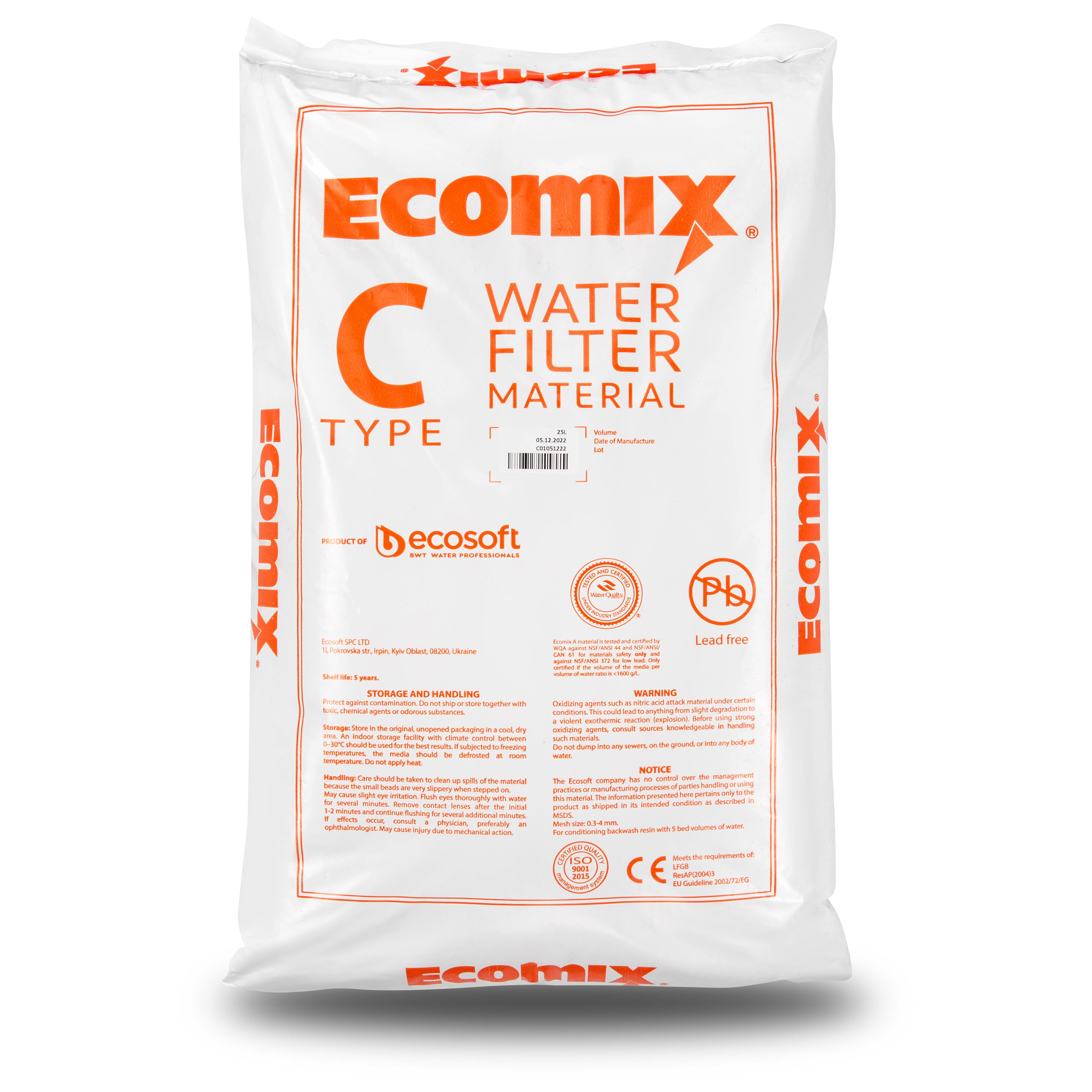 Характеристики засыпка для фильтра Ecosoft Ecomix C 12 л ECOMIXC12