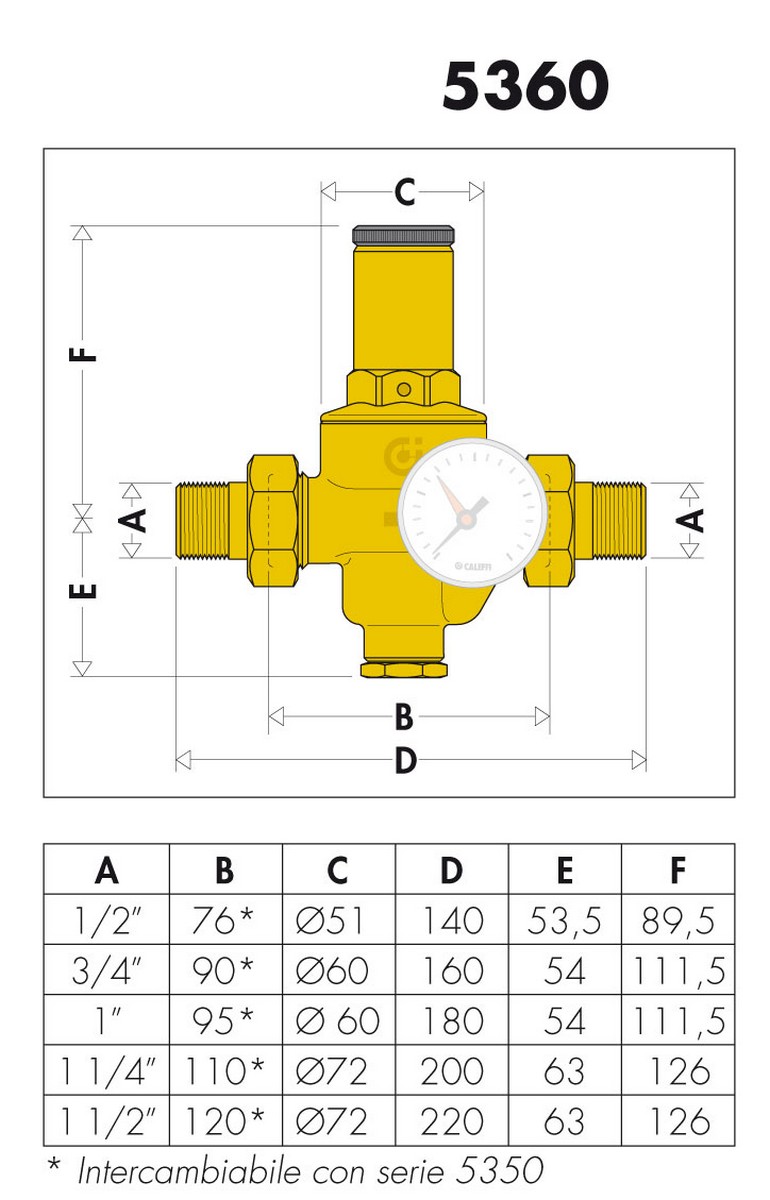 Редуктор тиску води Caleffi 536060 ціна 7180.00 грн - фотографія 2