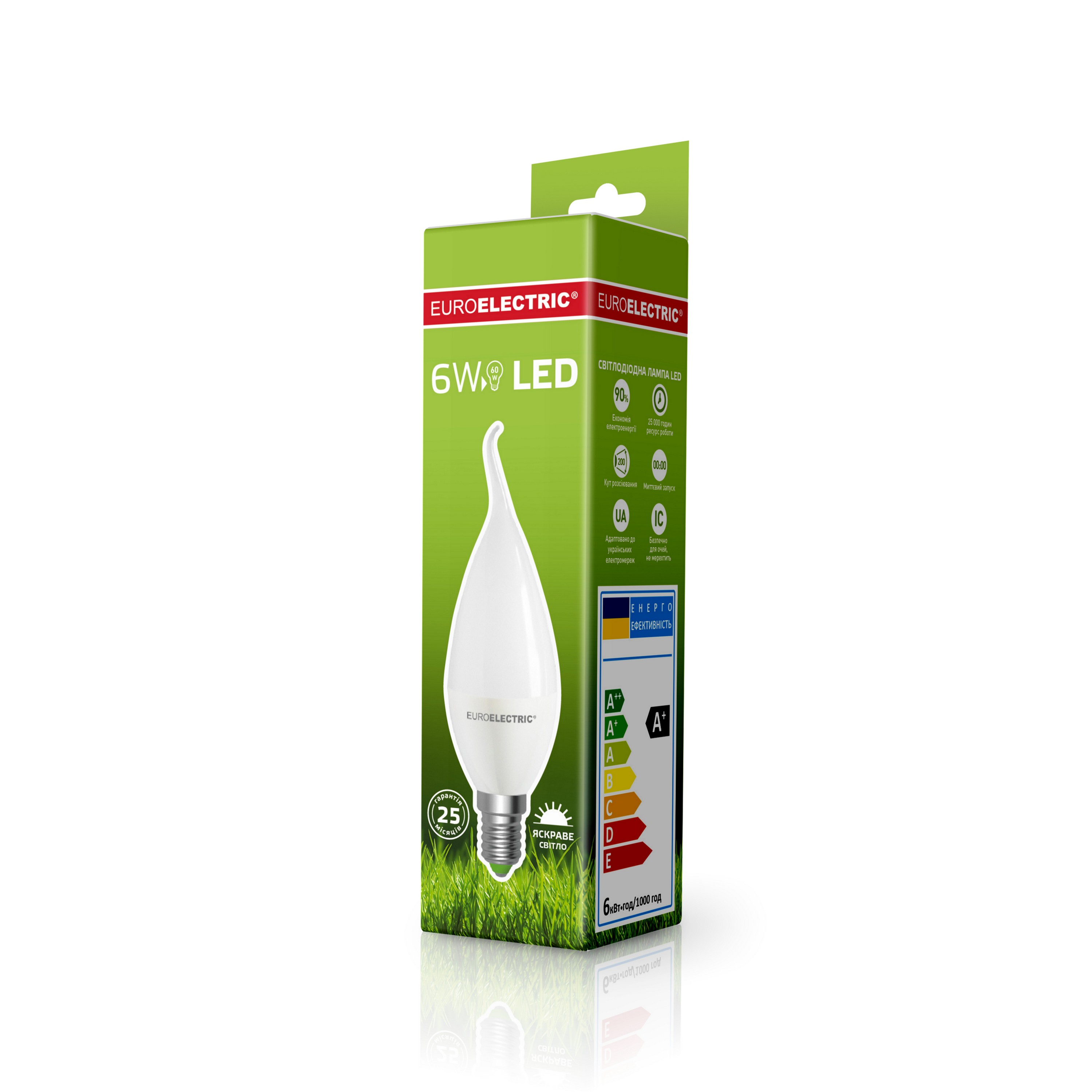 Лампа Euroelectric LED "Свеча на ветру" 6W E14 4000K цена 73.50 грн - фотография 2