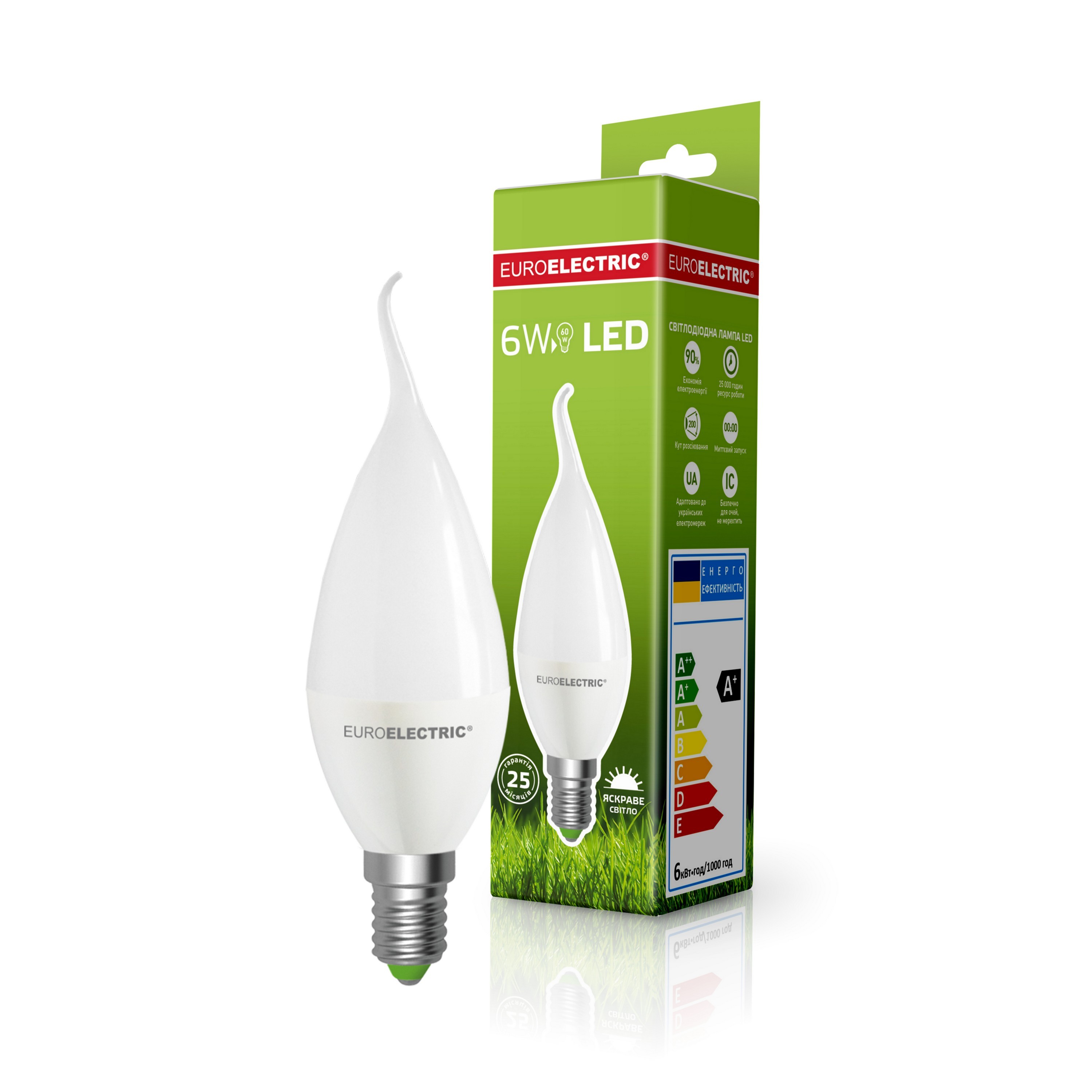 Лампа Eurolamp светодиодная Euroelectric LED "Свеча на ветру" 6W E14 4000K