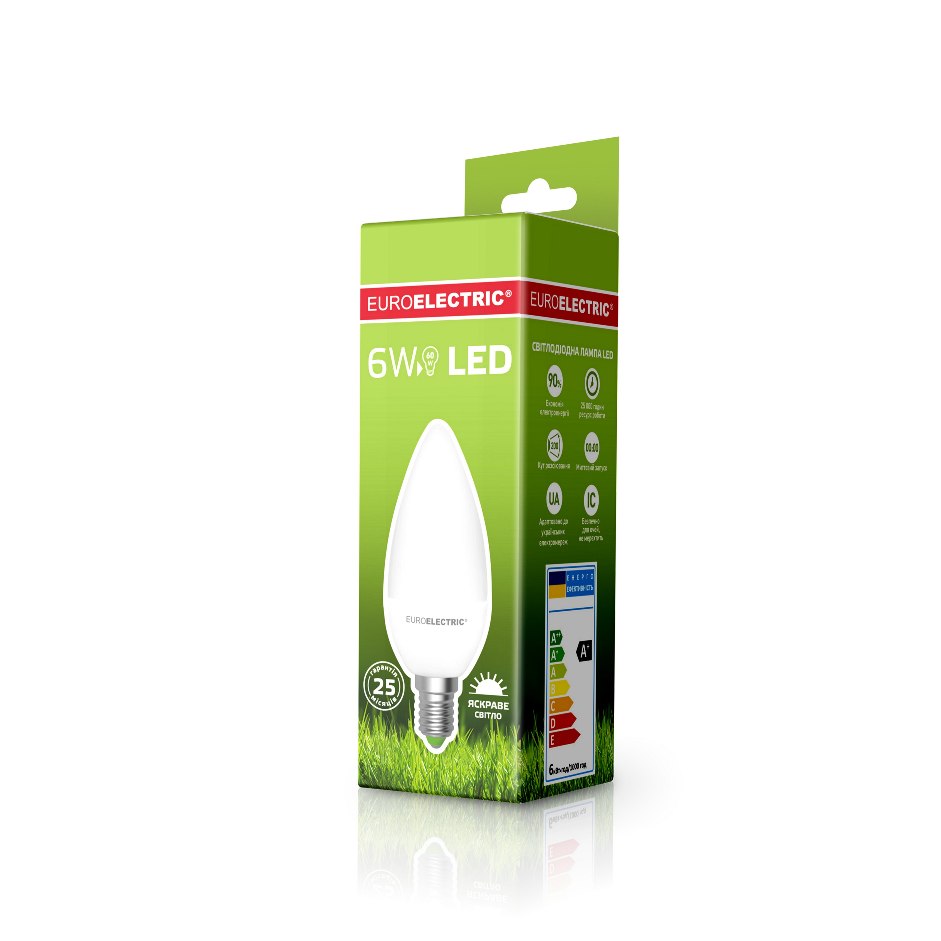 Лампа Euroelectric LED "Свічка" 6W E14 4000K ціна 62 грн - фотографія 2