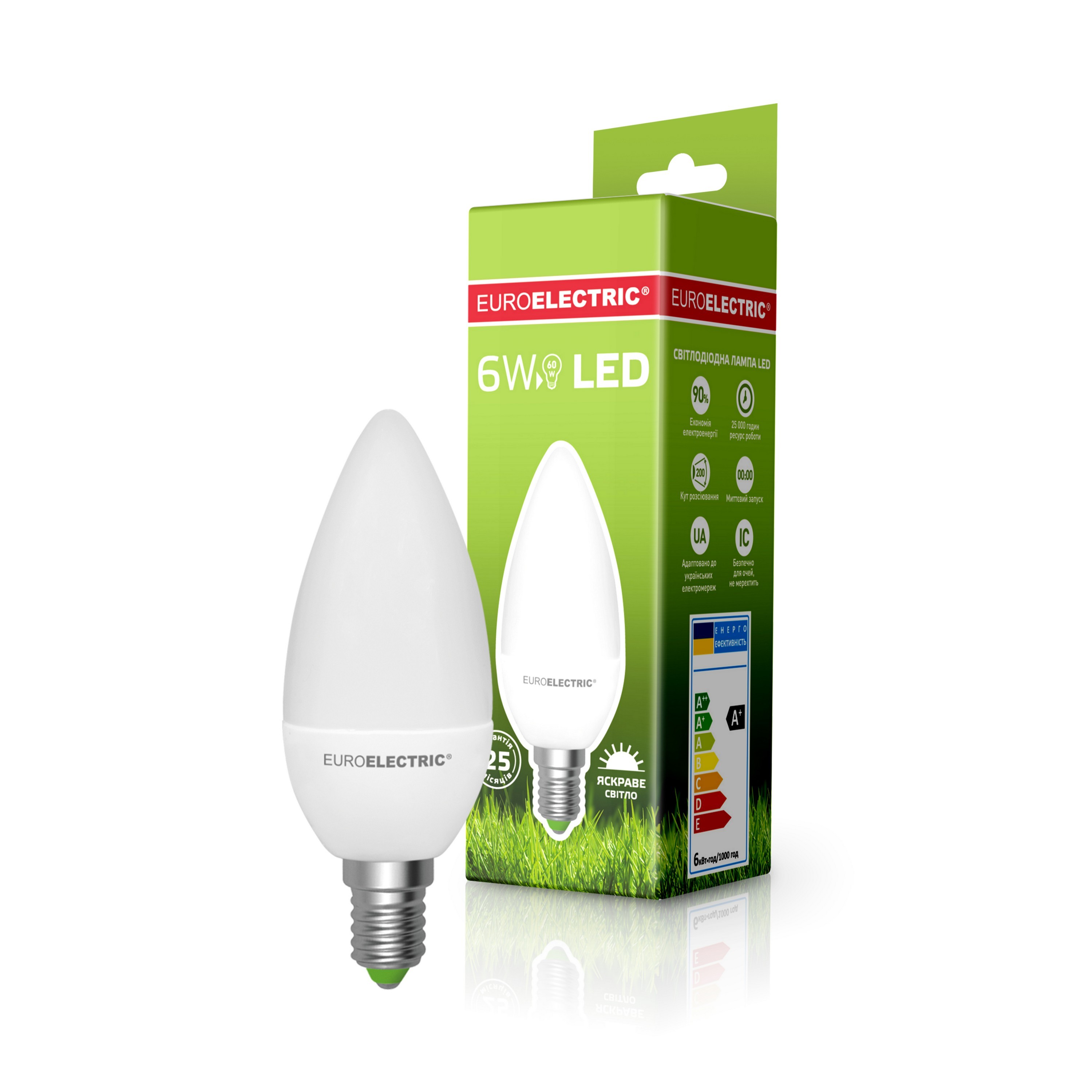 Euroelectric LED "Свічка" 6W E14 4000K